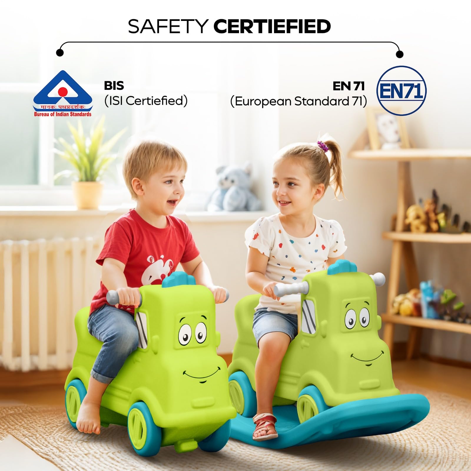 Toylelo 3-in-1 Toddler Ride On Toy | Promotes Balance & Motor Skills | Converts from Push Car to Rocker & Balance Board for Kids 1-5 Years (Green)