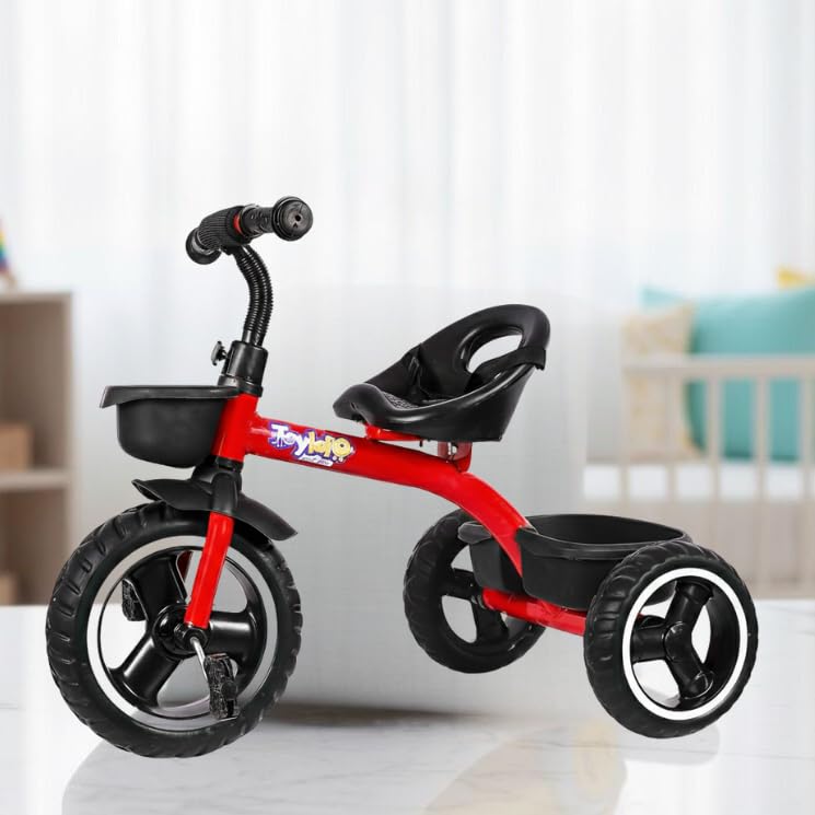 TOYLELO Tricycle for Kids 2-5 Years | 3 Wheel Trike with Parent Push Handle, Safety Harness & Storage Basket | Kids First Bike, Baby Trike for Boys & Girls (Red)