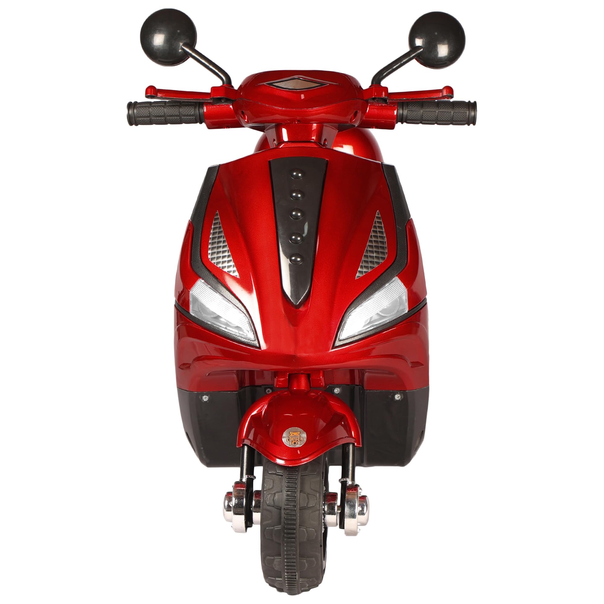 TOYLELO Swiggie Kids Electric Scooter, 3-8 Years, Rechargeable Battery, BT Audio Player, LED Lights, Rear Storage, Foot Brake, 3 Wheels,Red (Luxe RED)
