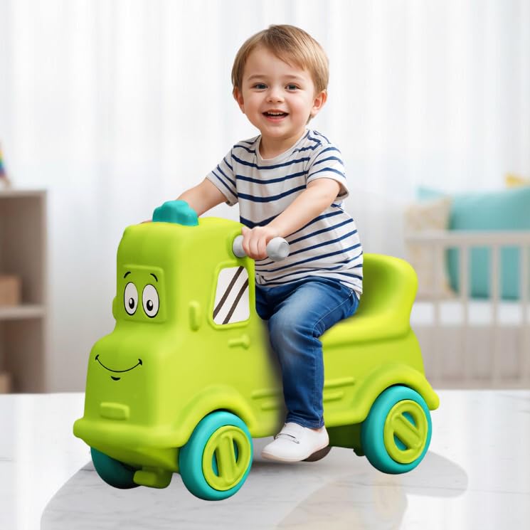 Toylelo 3-in-1 Toddler Ride On Toy | Promotes Balance & Motor Skills | Converts from Push Car to Rocker & Balance Board for Kids 1-5 Years (Green)